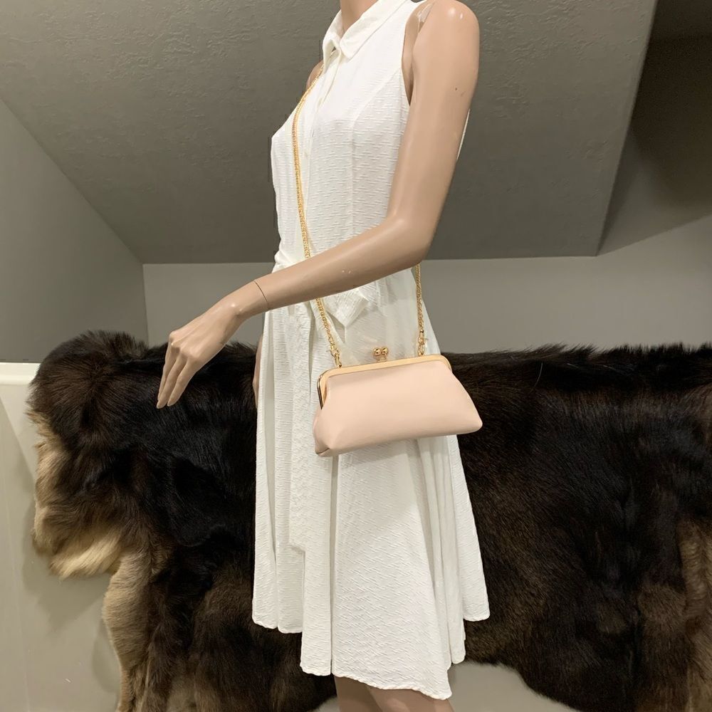 Soft Pink Genuine Pebble Leather Kisslock Clutch/Shoulder Bag/Crossbody - Picture 10 of 15